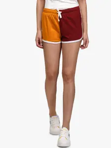 Kotty Women Yellow Colourblocked Regular Fit Regular Shorts