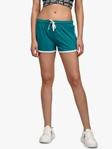 Kotty Women Teal Green Solid Regular Fit Shorts
