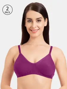 Tweens Pack Of 2 Purple Solid Non-Wired Non Padded Everyday Bras TW-9285