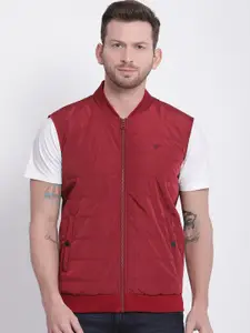 t-base Men Red Solid Padded Jacket