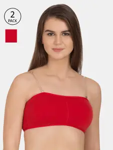 Tweens Pack of 2 Red Solid Non-Wired Lightly Padded Everyday Bras