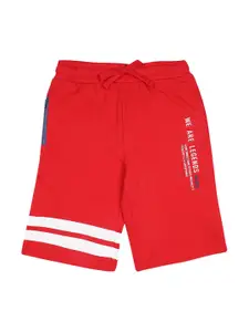 Blue Giraffe Boys Red & White Striped Slim Fit Regular Shorts