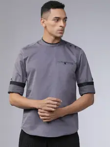 HIGHLANDER Men Grey Slim Fit Solid Casual Shirt