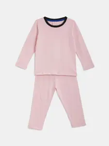 KIDSCRAFT Girls Pink Printed Night Suit
