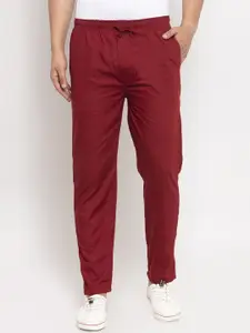 JAINISH Men Maroon Solid Slim Fit Track Pants