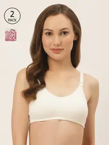 Inner Sense Pack Of 2 Solid Non-Wired Antimicrobial Sustainable Non Padded Maternity Soft Nursing Bra