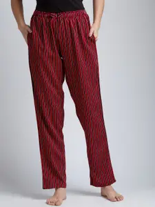 DRAPE IN VOGUE Women Red & Black Striped Lounge Pants