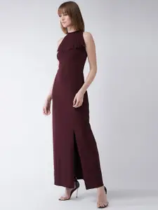 Miss Chase Women Maroon Solid Maxi Dress