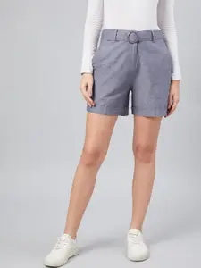 Marie Claire Women Grey Solid Regular Fit Shorts