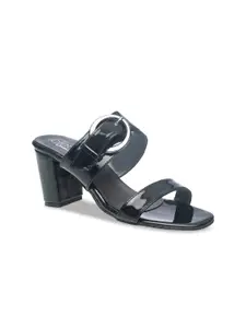 Khadims Women Black Solid Block Heel Sandals
