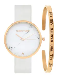 JOKER & WITCH White & Gold Elise Marble Print Watch Bracelet Stack JWBS125