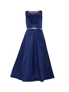 BETTY Girls Navy Blue Printed Maxi Dress