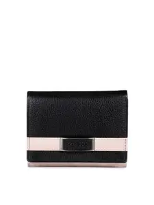 MAI SOLI Women Black & White Colourblocked Two Fold Leather Wallet