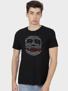 Free Authority Men Black Joker Printed Round Neck Pure Cotton T-shirt