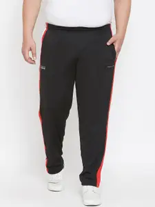 bigbanana Plus Size Men Black  White Colourblocked Straight-Fit Track Pants