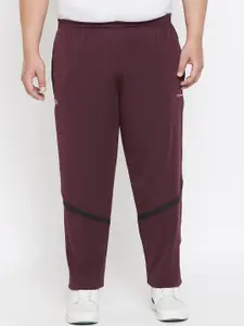 bigbanana Plus Size Men Maroon Solid Straight-Fit Track Pants