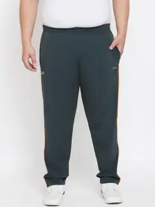 bigbanana Plus Size Men Teal Green Solid Straight-Fit Track Pants
