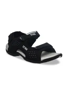 Khadims Men Black Printed Sports Sandals