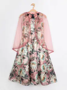 Peppermint Girls Multicoloured Floral Print Appliqued Maxi Dress