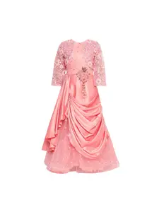 BETTY Girls Peach-Coloured Embellished Maxi Dress