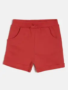 MINI KLUB Girls Red Solid Regular Fit Shorts
