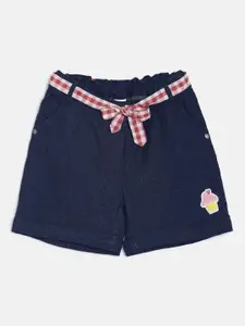 MINI KLUB Girls Navy Blue Solid Regular Shorts