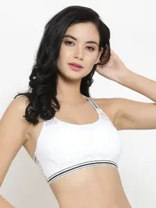 Laceandme White Lace Non-Wired Lightly Padded Sports Bra 6325