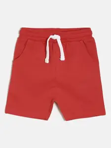 MINI KLUB Boys Red Solid Regular Fit Shorts