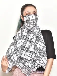 Swayam Women White Checked 3-Ply Reusable Scarf Style Face Masks
