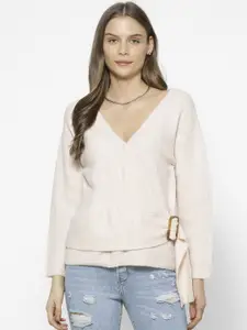 FOREVER 21 Women Pink Solid Pullover Sweater
