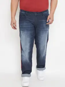 Instafab Plus Size Men Navy Blue Regular Fit Mid-Rise Clean Look Jeans