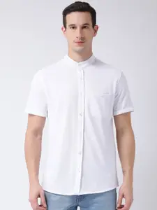 Club York Men White Regular Fit Solid Casual Shirt