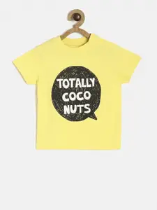 MINI KLUB Boys Yellow Printed Round Neck T-shirt