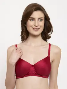PrettyCat Maroon Solid Non-Wired Lightly Padded T-shirt Bra PC-BR-6020-MAH-32B
