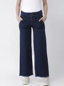 KASSUALLY Women Blue Wide Leg Mid-Rise Clean Look Jeans