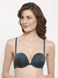 PrettyCat Green Solid Underwired Heavily Padded Push-Up Plunge Bra PC-BR-6021