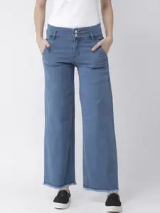 KASSUALLY Women Blue Wide Leg Mid-Rise Clean Look Jeans