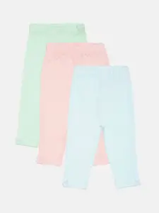 MINI KLUB Girls Pack Of 3 Solid Knitted Lounge Pants