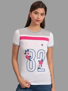 Beverly Hills Polo Club Women White Printed Round Neck T-shirt