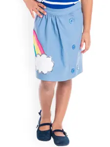 Cherry Crumble Girls Blue Skirt With Rainbow Applique Detailing