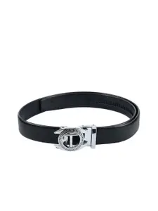 WINSOME DEAL Men Black & Silver-Toned Solid Belt