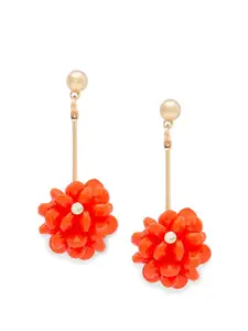 Globus Gold-Toned & Orange Contemporary Drop Earrings