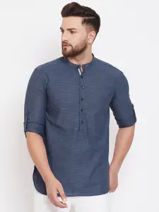 even Men Navy Blue Solid Straight Kurta