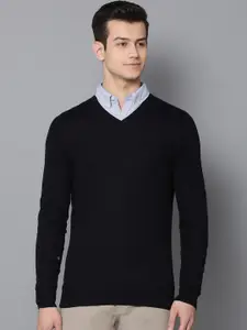 LINDBERGH Men Navy Blue Solid Pullover Sweater