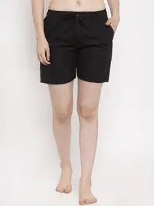 Secret Wish Women Black Solid Lounge Shorts SC-SH-035-144-S