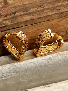 ANIKAS CREATION Gold-Plated Triangular Hoop Earrings