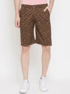Crimsoune Club Men Brown Printed Slim Fit Regular Shorts