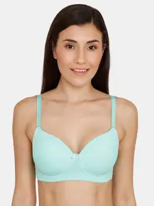 Zivame Sea Green Solid Non-Wired Lightly Padded T-shirt Bra ZI1131