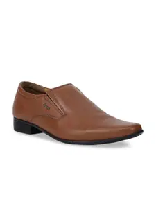 Bata Men Brown Solid Leather Formal Slip-Ons