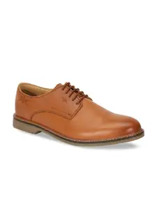 Bata Men Tan Brown Solid Leather Formal Derbys